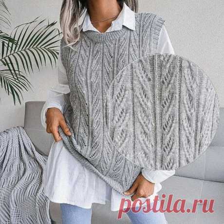 Ажурный узор для вязания жилета спицами