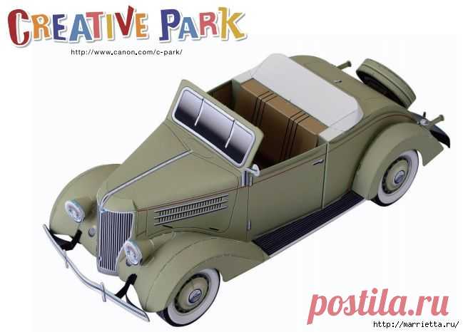 Форд Convertible Cabriolet из бумаги. Готовые шаблоны для распечатки.
