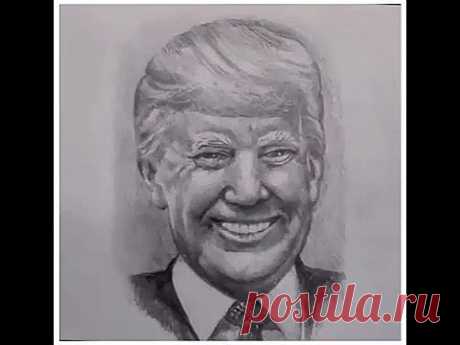 Портрет карандашом -- Дональд Трамп. Как рисовать скетчи