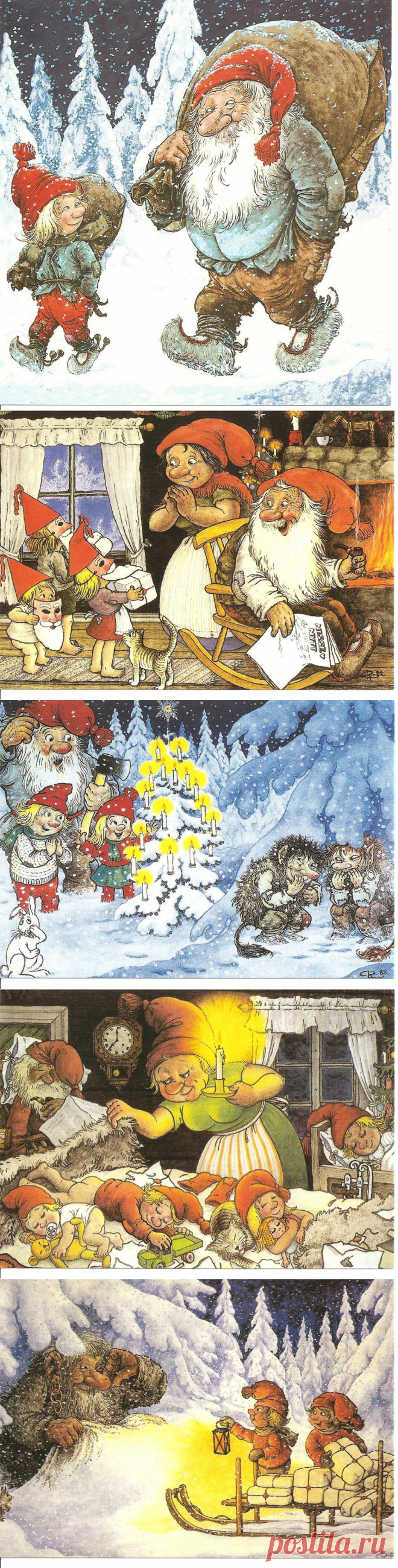 Новый год в жизни троллей .Художник Rolf Lidberg 3 часть