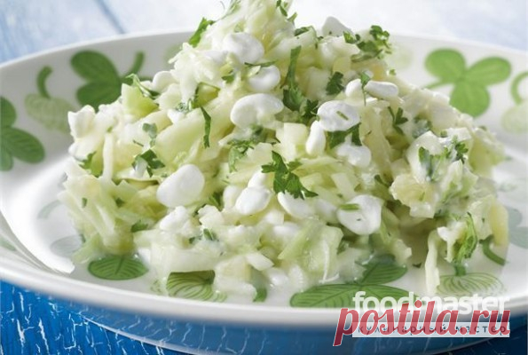 Зелёный салат с творогом - рецепт приготовления