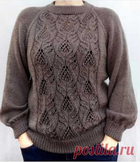 Эффектный ажурный узор спицами
