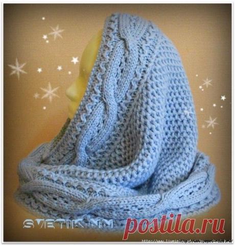 Снуд "Талая вода", вязанный спицами!