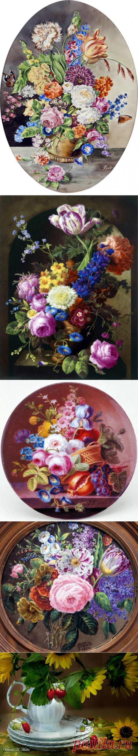 Цветочное...живопись на фарфоре,19в..