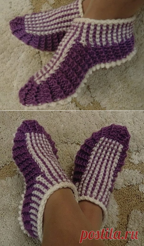 Тапочки спицами от Т.Кожевниковой (Вязание спицами) | Журнал Вдохновение Рукодельницы