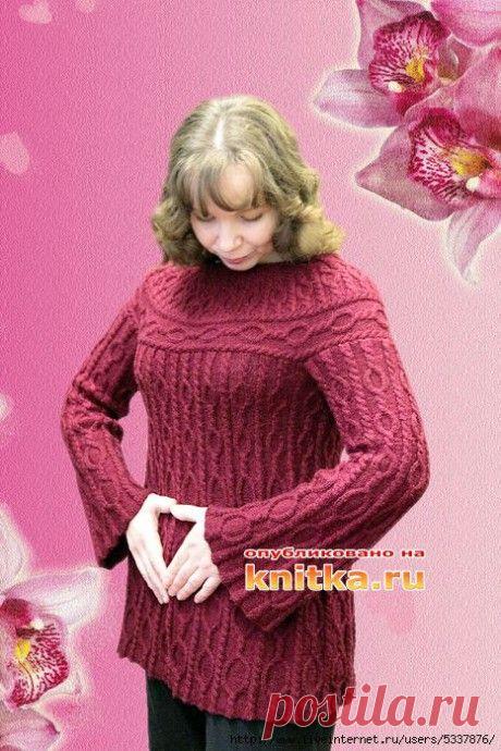 Вязаная туника с узорами на круговых спицах, Вязание для женщин