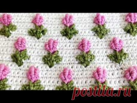 Crochet Bullion Stitch Rose Bud Pattern.