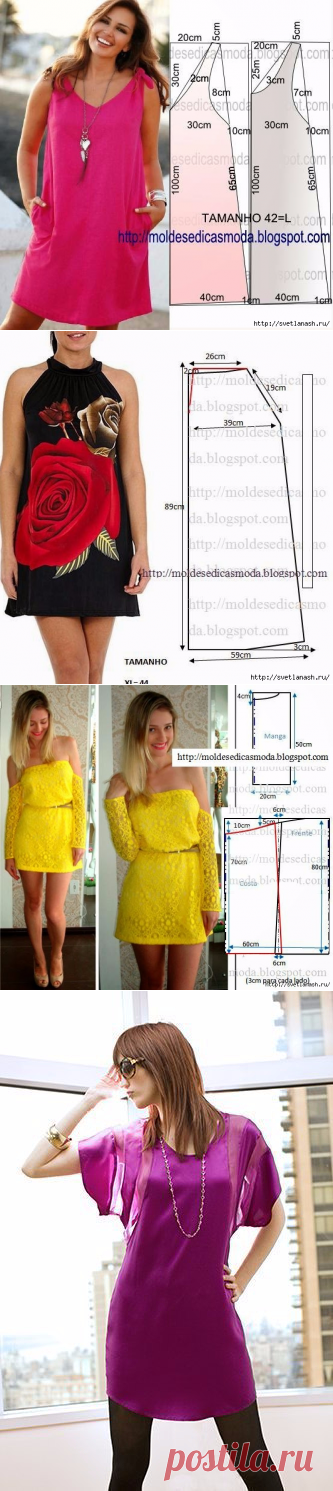 ЛЕТНИЕ ПЛАТЬЯ И САРАФАНЫ С ПРОСТЫМИ ВЫКРОЙКАМИ. БОЛЬШАЯ ПОДБОРКА - Шитье