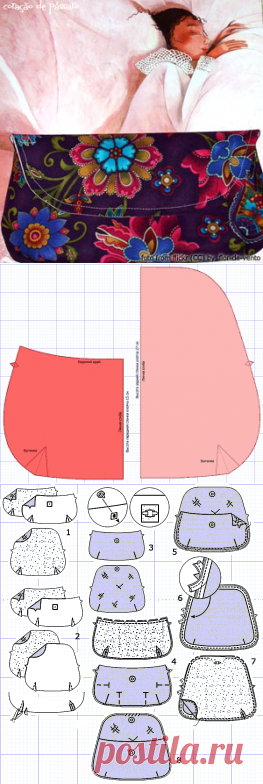Женские сумки. Модный клатч своими руками. | Иллюстрированные уроки по кройке и шитью. Как сшить клатч? Выкройка сумки "клатч".