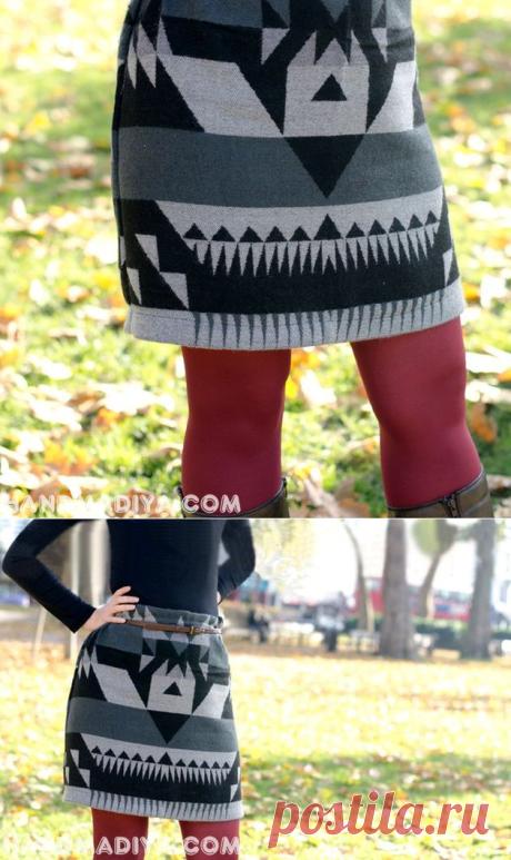 Юбка из... старого шарфа. Sew skirt old scarf ~