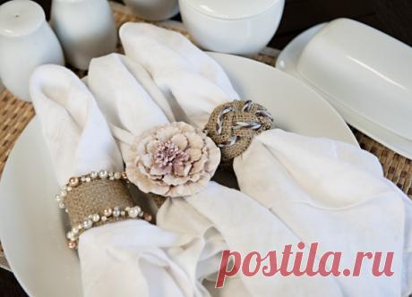 Кольца для салфеток из мешковины. Мастер-класс
