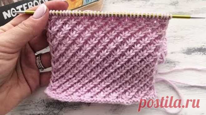 Простой и красивый рельефный узор спицами для вязания шапок, варежек, свитеров