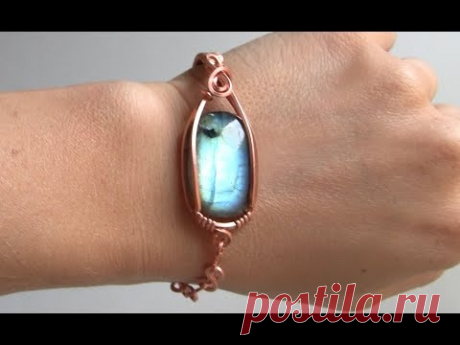 Bracelet with Cabochon Half Cuff Half Chain Wire Wrap Tutorial
