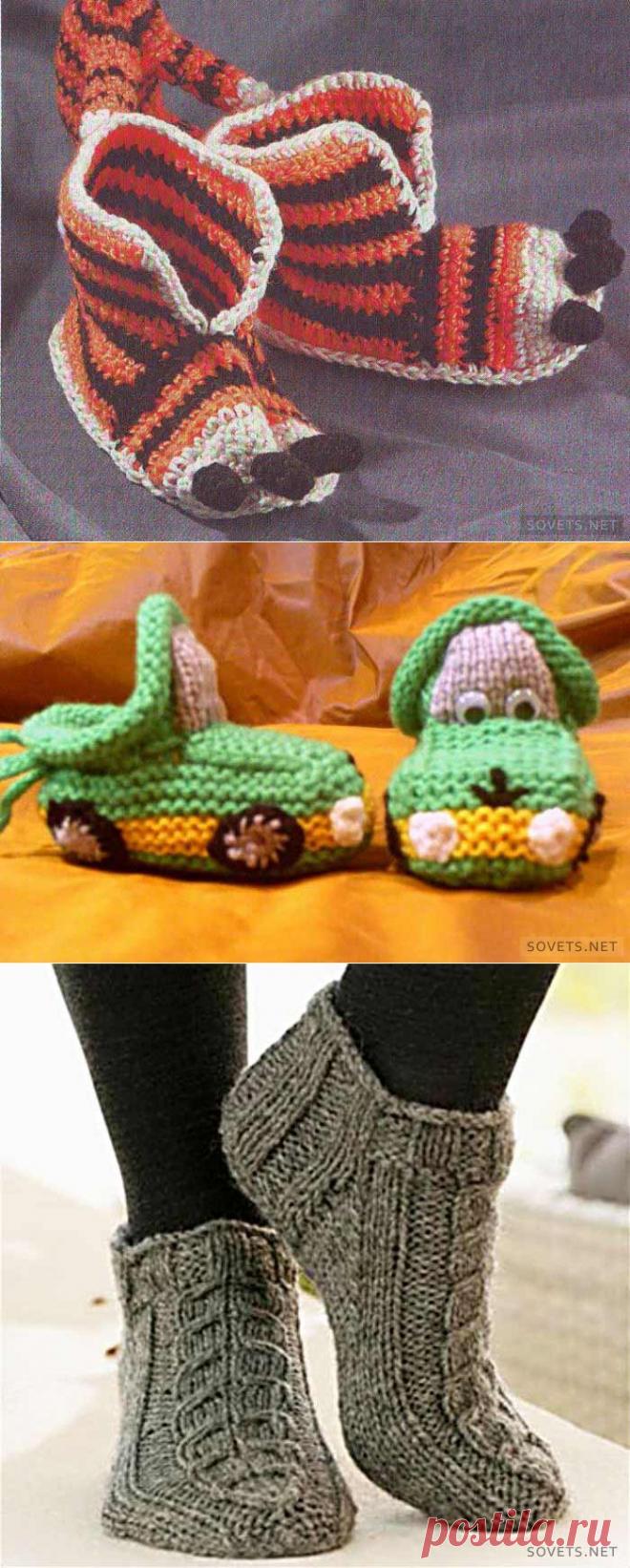 Вязание тапочек спицами – пошаговые мастер-классы с фото