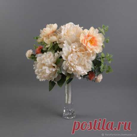 Букет невесты из искусственных пионов – купить в интернет-магазине на Ярмарке Мастеров с доставкой Букет невесты из искусственных пионов – купить или заказать в интернет-магазине на Ярмарке Мастеров | Букет невесты из пионов цвета айвори, розмарина и&hellip;