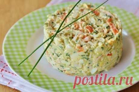 Крабовый салат с огурцом и зеленым луком рецепт – салаты