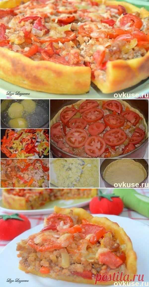 Деревенский пирог из картофельного теста с мясом и овощами - Простые рецепты Овкусе.ру
