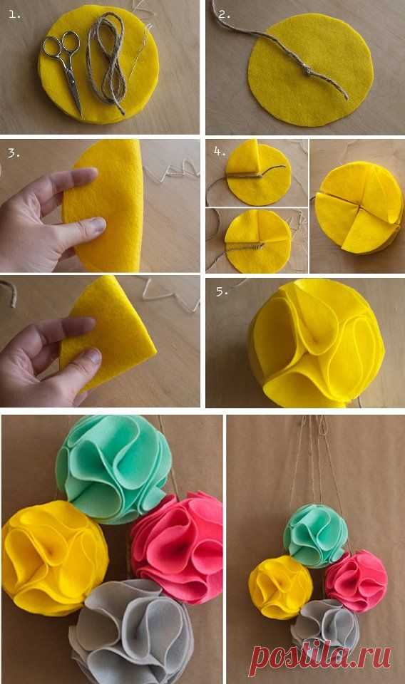 Passo a passo de pompons de feltro - Dicas pra Mamãe