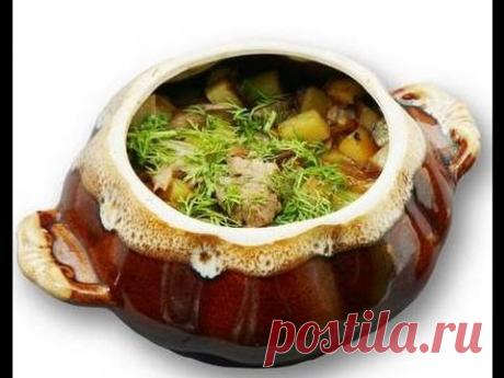 Рецепт вкусного и очень быстрого обеда в глиняном горшочке в микроволновке.