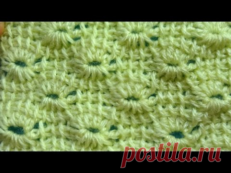 Узор вязания с веерами   tunisian crochet pattern 66