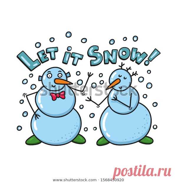 Стоковая векторная графика «Cute Snowmen Season Greetings Card Poster» (без лицензионных платежей), 1568450920