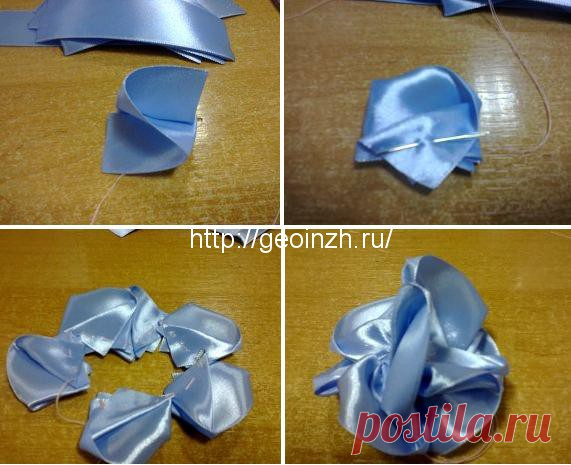 Основные элементы цветов из лент для начинающих