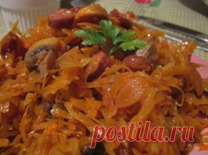 Капуста, тушенная с грибами