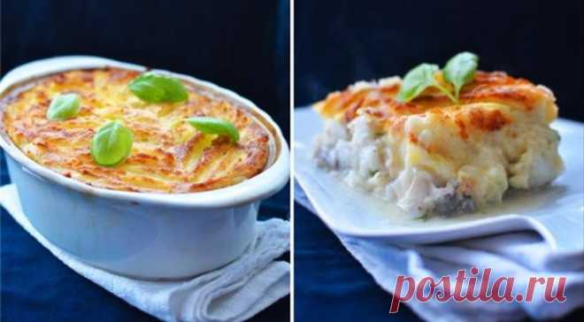 Рыба с картофелем под яично-молочным соусом