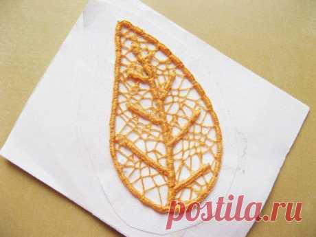 листья из ниток