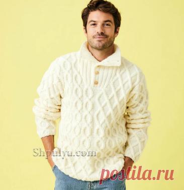 Мужской вязаный тройер — Shpulya.com - схемы с описанием для вязания спицами и крючком
