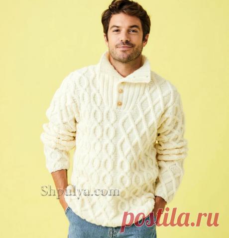Мужской вязаный тройер — Shpulya.com - схемы с описанием для вязания спицами и крючком