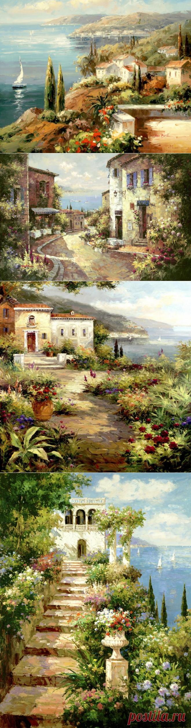 Солнечная палитра красок в пейзажах художника Peter Bell.