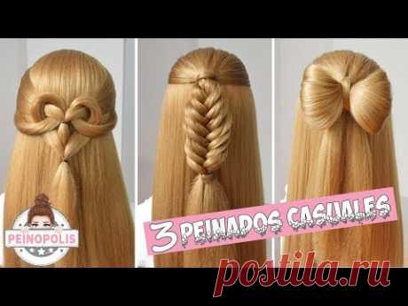 3 Peinados Casuales con Cabello Suelto - Trenzas Faciles y Rapidas