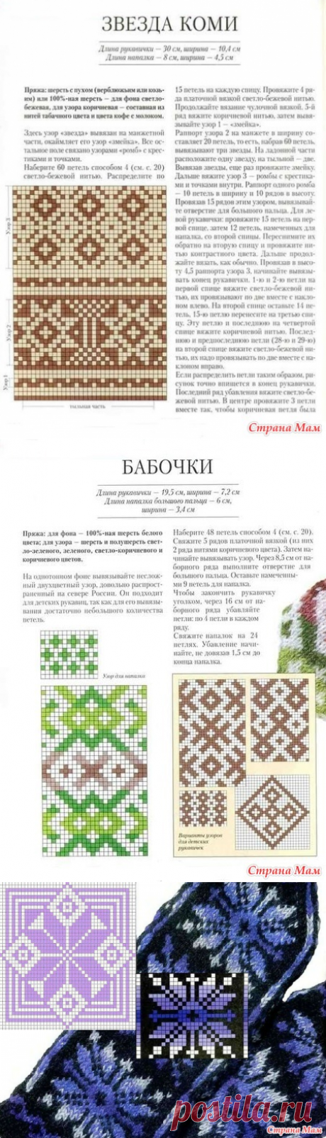 Вязанные узоры Северного края. Варежки. Описания и схемы. Серия &quot; Моя Россия!&quot; - Жаккард - Страна Мам
