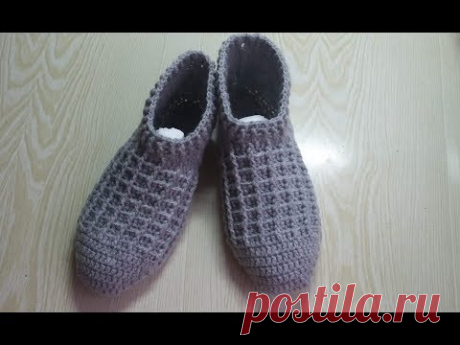 Тапочки следочки крючком для мужчин МК