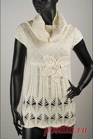 Туника с цветком вязанная спицами

Подробное описание и разбор полётов на Осинке- ссылка в источнике
Есть и описание вязки на машинке
 Схема рисунка с третьего ряда. 1 ряд - все лицевые, 2 ряд - все изнаночные, дальше  по схеме...
Показать полностью…