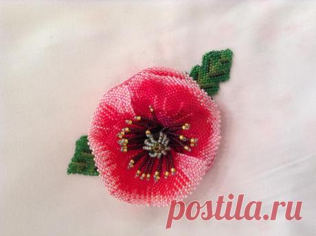 Брошь Мак&quot;Пламя во люду&quot; | biser.info - всё о бисере и бисерном творчестве