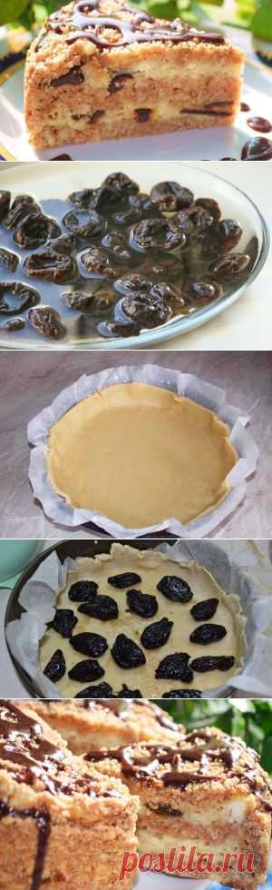 Пирог с черносливом и творогом без яиц