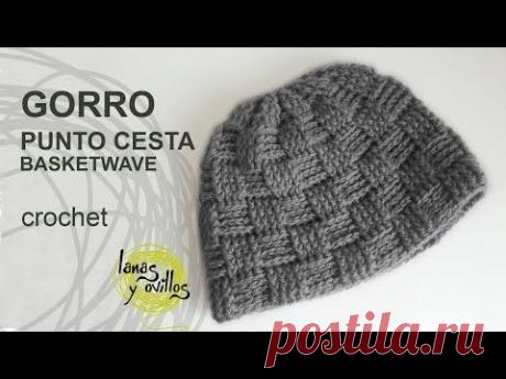 Шапка крючком рельефными ст