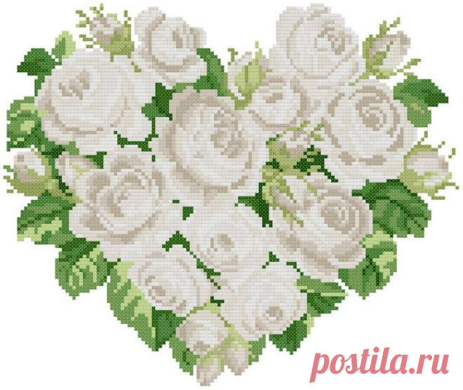 Сердечко из белых роз.