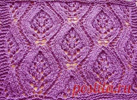 Узор спицами “Ажурная синусоида”.