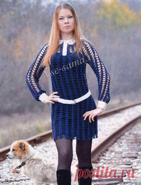 Платье крючком «Школьница» - Платья, юбки, сарафаны