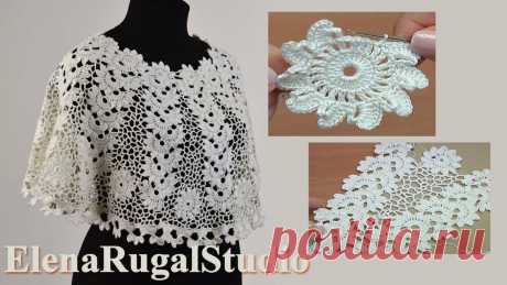 👕Пончо крючком в смешаных техниках вязания - схемы с описанием и 📺 видео урок | Студия Елены Ругаль Вязание | Яндекс Дзен