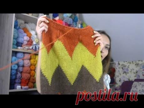 Вяжем юбку интарсией. Выпуск 9. Прячем кончики нитей. Прямой эфир Инстаграм 8.04.19