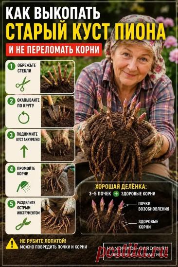 Как выкопать старый куст пиона и не переломать корни