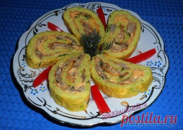 Рулет из кабачков с грибами