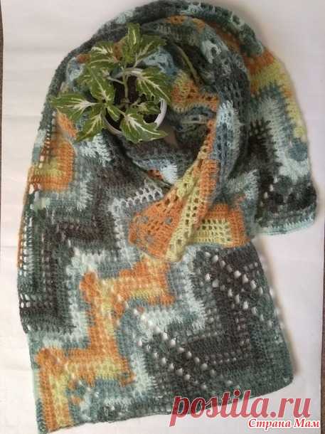 Палантин Зигзаг от угла, крючком - Вязание - Страна Мам