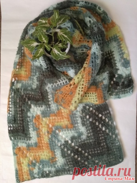 Палантин Зигзаг от угла, крючком - Вязание - Страна Мам