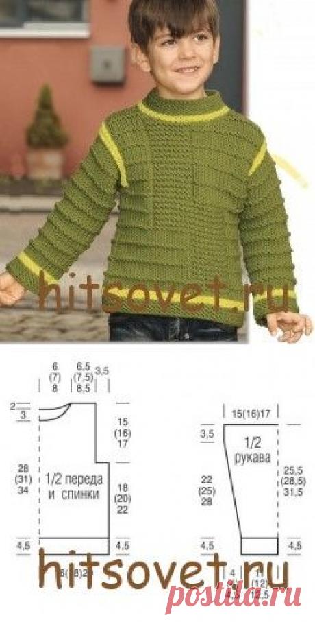 Свитер для мальчика спицами структурным узором