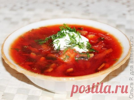 Свекольный суп с шампиньонами